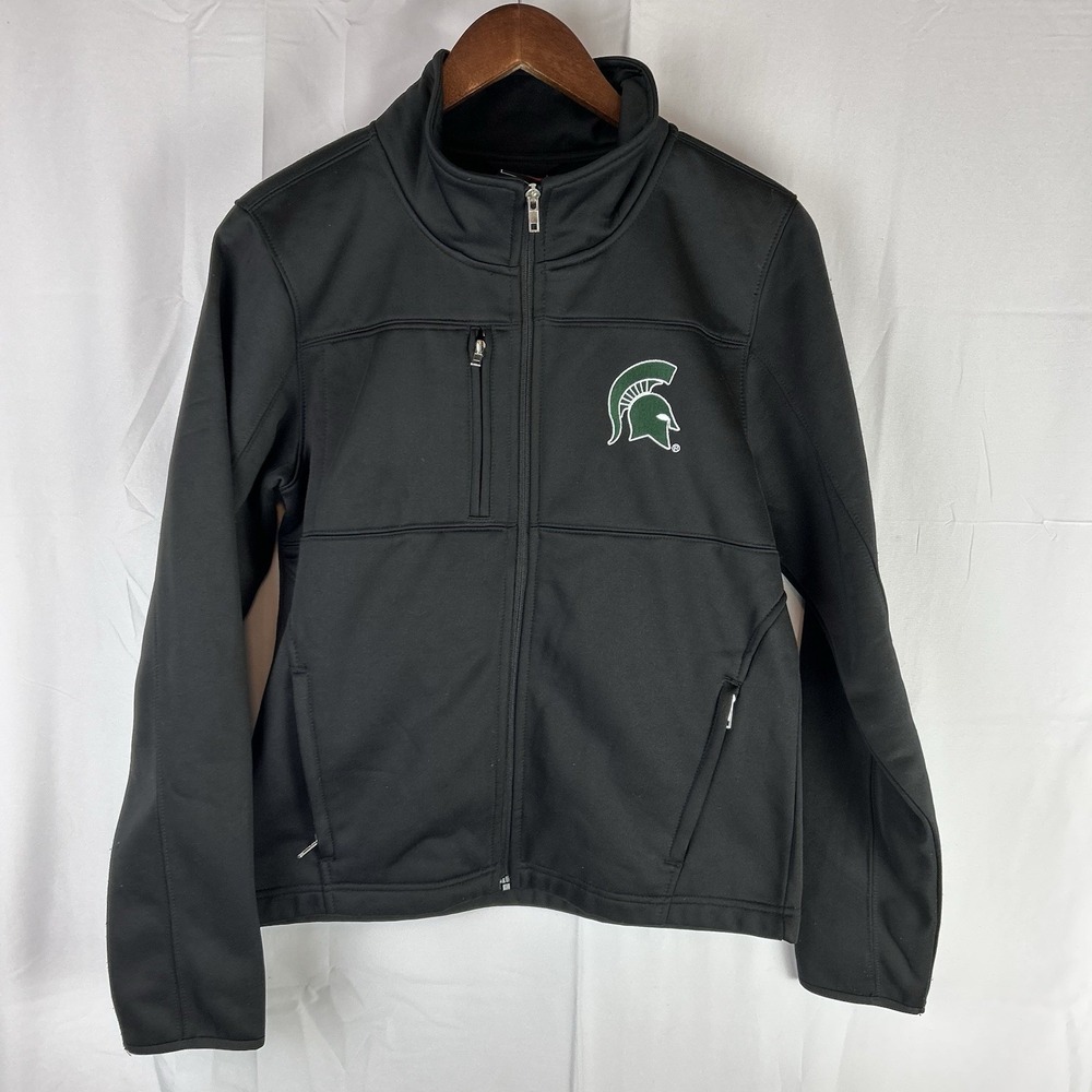Michigan State Spartans Women's Large Full Zip Soft‎ Shell Jacket Black
